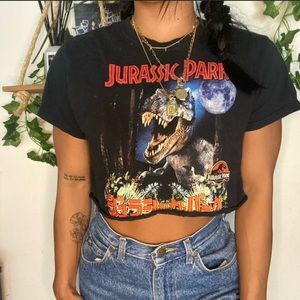 * SOLD* Jurassic Park Universal Studios Cropped Tee Crop Top Vintage Customized